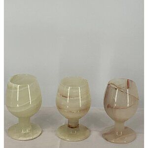 Onyx Marble Stone Goblets Set/3 Wine